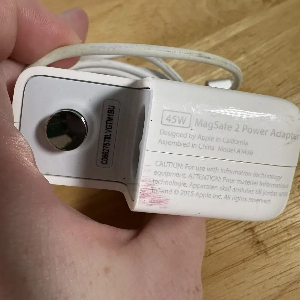 Apple 45 Watt MagSafe 2 AC Adapter w/Power Cord A1436 Genuine‎ OEM Used 3 Cords
